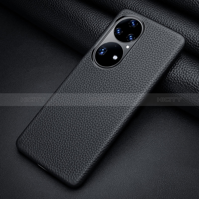 Funda Lujo Cuero Carcasa ST2 para Huawei P50e Negro