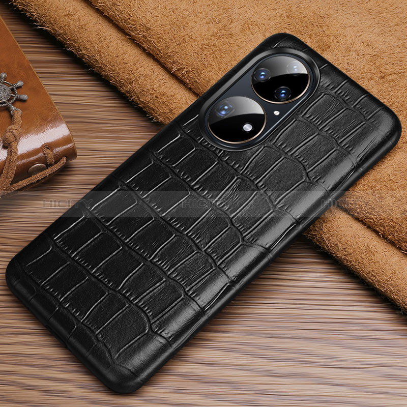 Funda Lujo Cuero Carcasa ST3 para Huawei P50 Negro