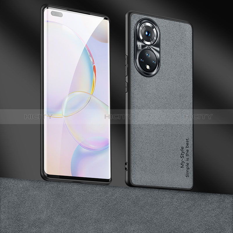 Funda Lujo Cuero Carcasa ST4 para Huawei Honor 50 Pro 5G Gris Oscuro