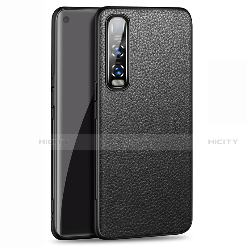 Funda Lujo Cuero Carcasa U03 para Oppo Find X2 Pro Negro