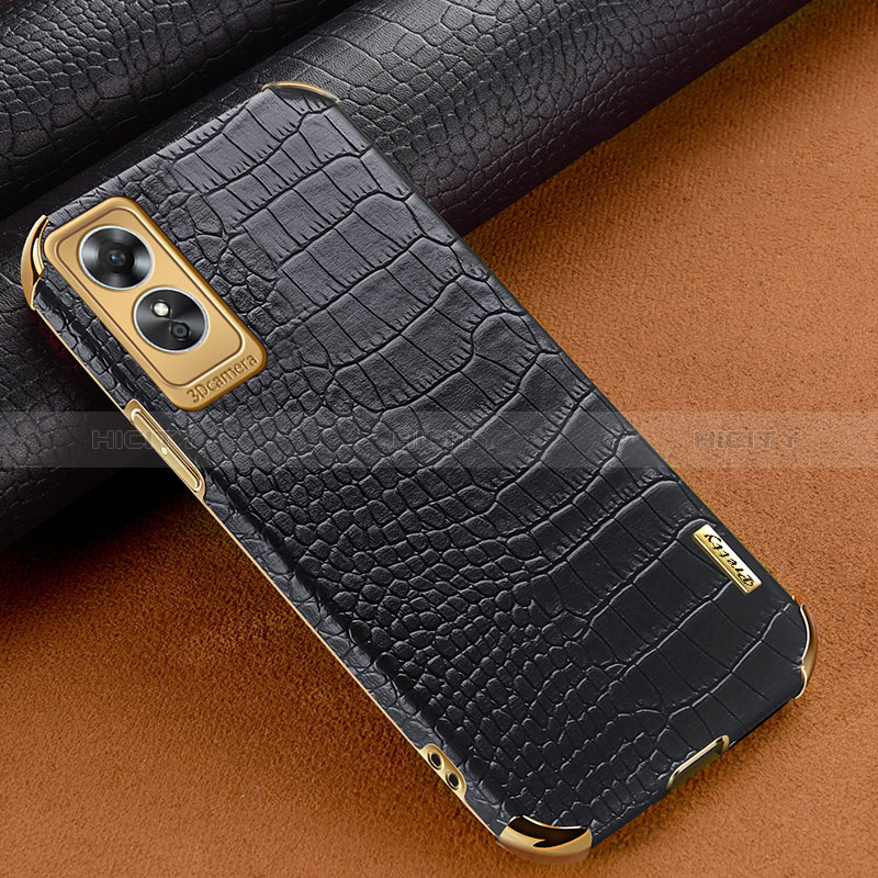 Funda Lujo Cuero Carcasa XD1 para Oppo A17 Negro