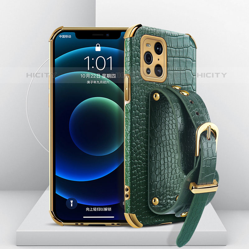 Funda Lujo Cuero Carcasa XD1 para Oppo Find X3 Pro 5G Verde