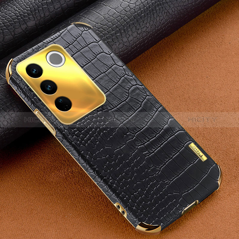 Funda Lujo Cuero Carcasa XD1 para Vivo V27 5G Negro