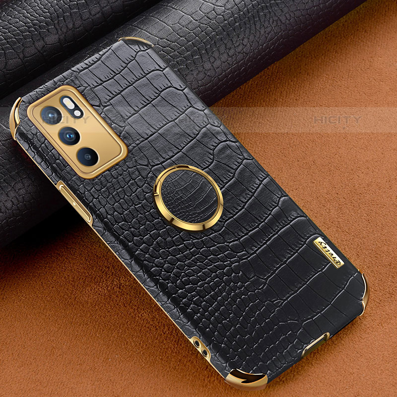 Funda Lujo Cuero Carcasa XD2 para Oppo Reno6 Pro 5G India Negro