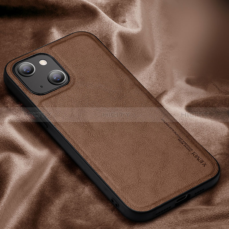 Funda Lujo Cuero Carcasa XV1 para Apple iPhone 13 Marron