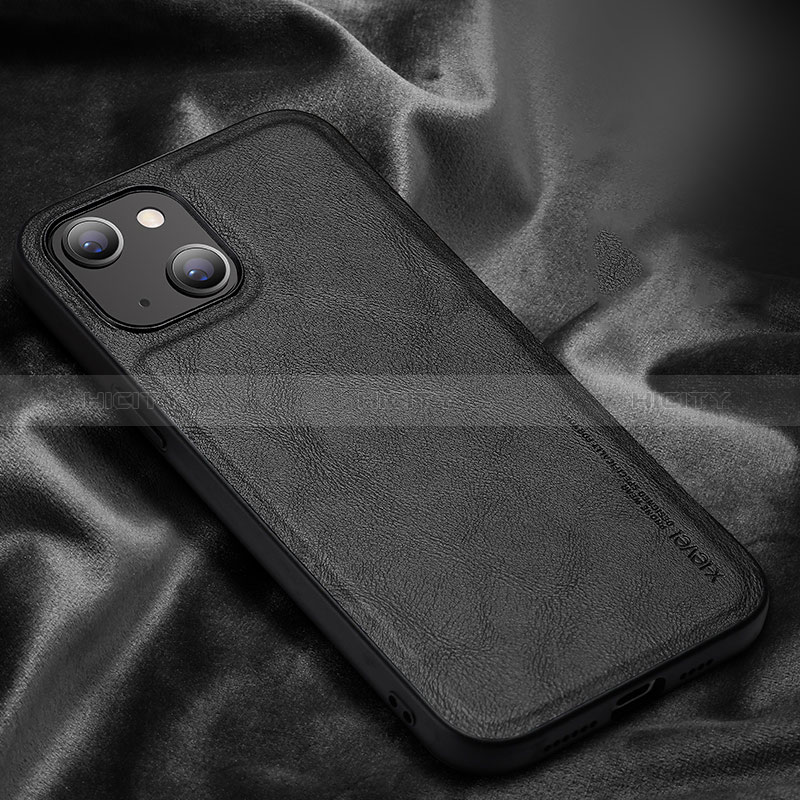 Funda Lujo Cuero Carcasa XV1 para Apple iPhone 13 Negro