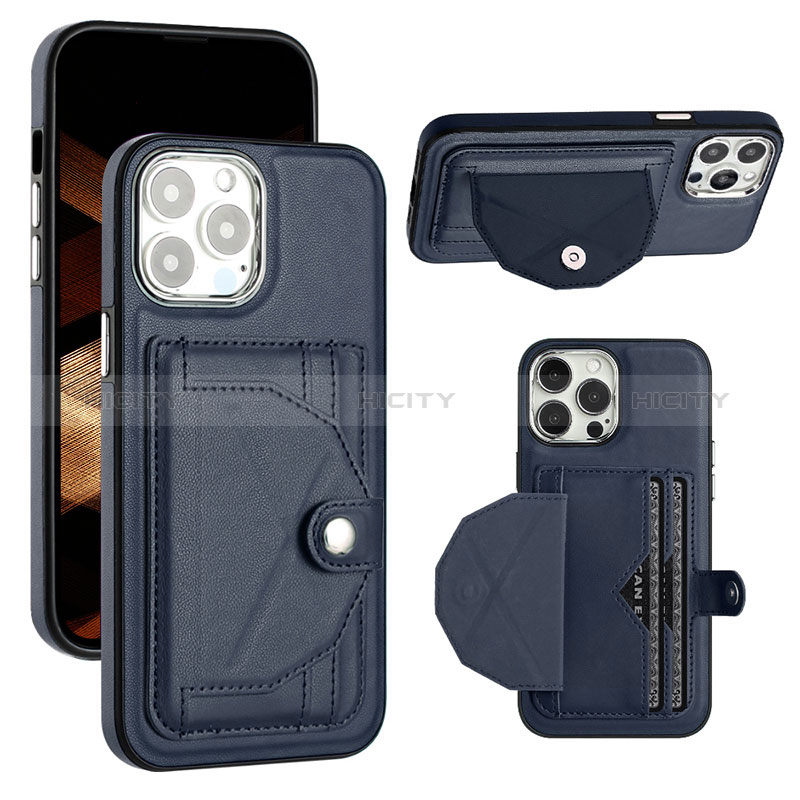 Funda Lujo Cuero Carcasa Y01B para Apple iPhone 14 Pro Max Azul