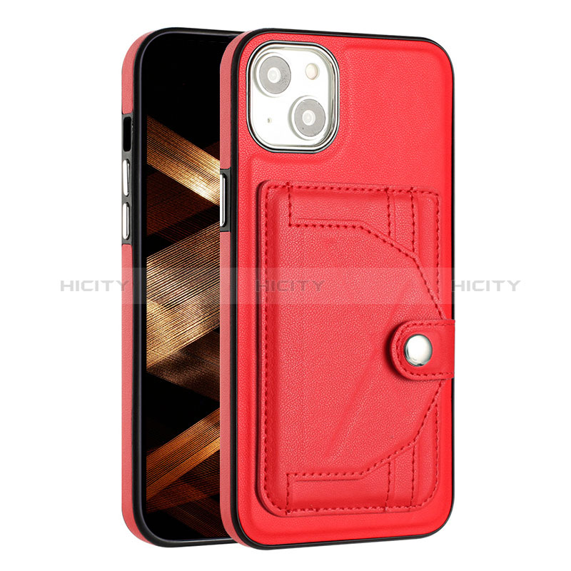 Funda Lujo Cuero Carcasa Y01B para Apple iPhone 14 Rojo