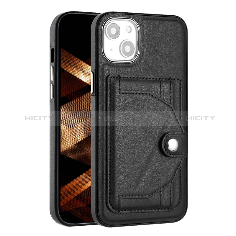 Funda Lujo Cuero Carcasa Y01B para Apple iPhone 15 Plus Negro