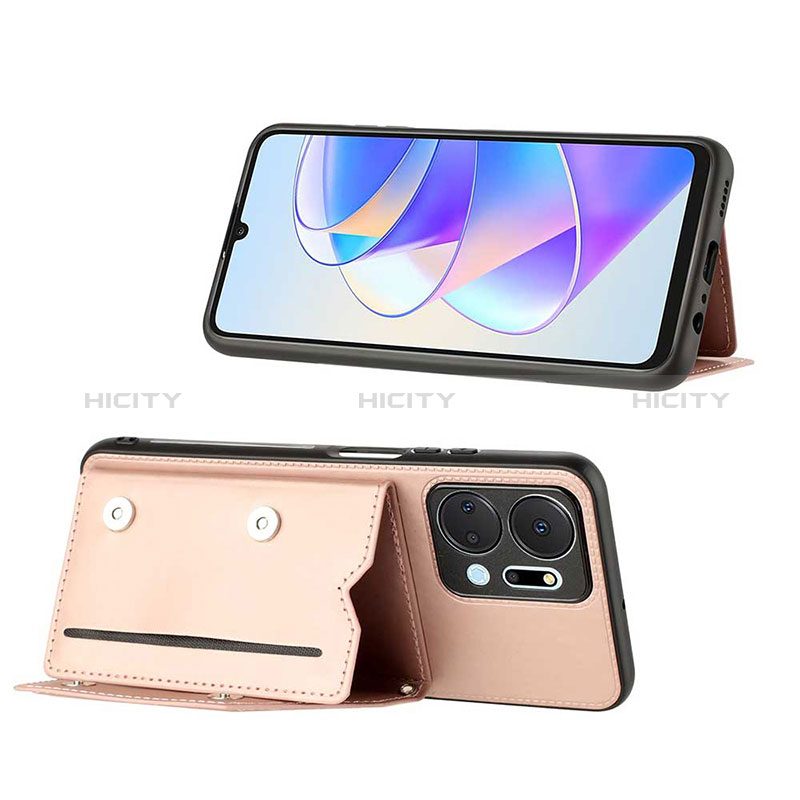 Funda Lujo Cuero Carcasa Y01B para Huawei Honor X7a Oro Rosa