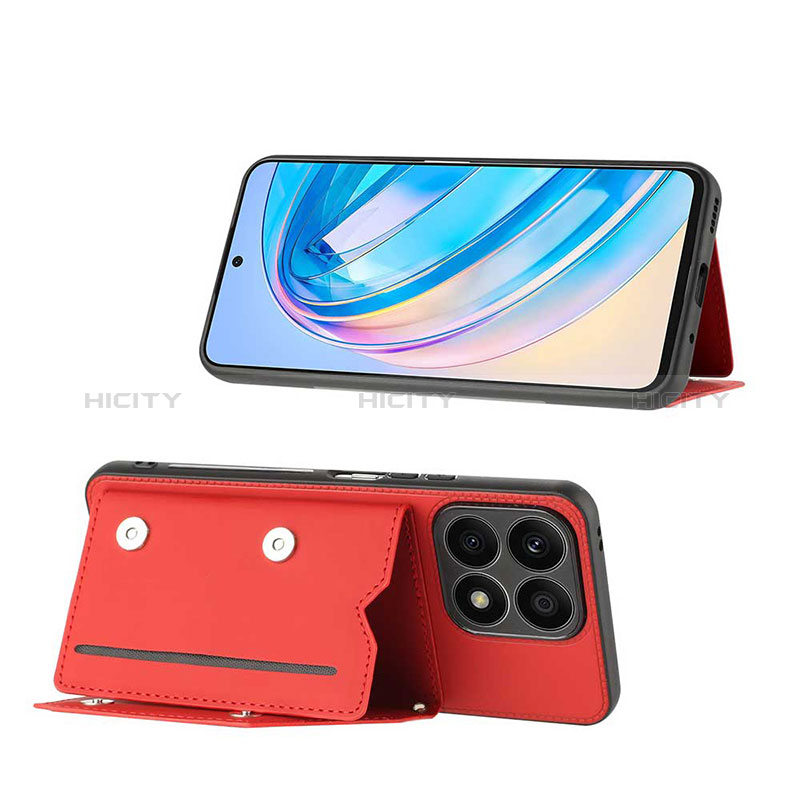 Funda Lujo Cuero Carcasa Y01B para Huawei Honor X8a 4G Rojo