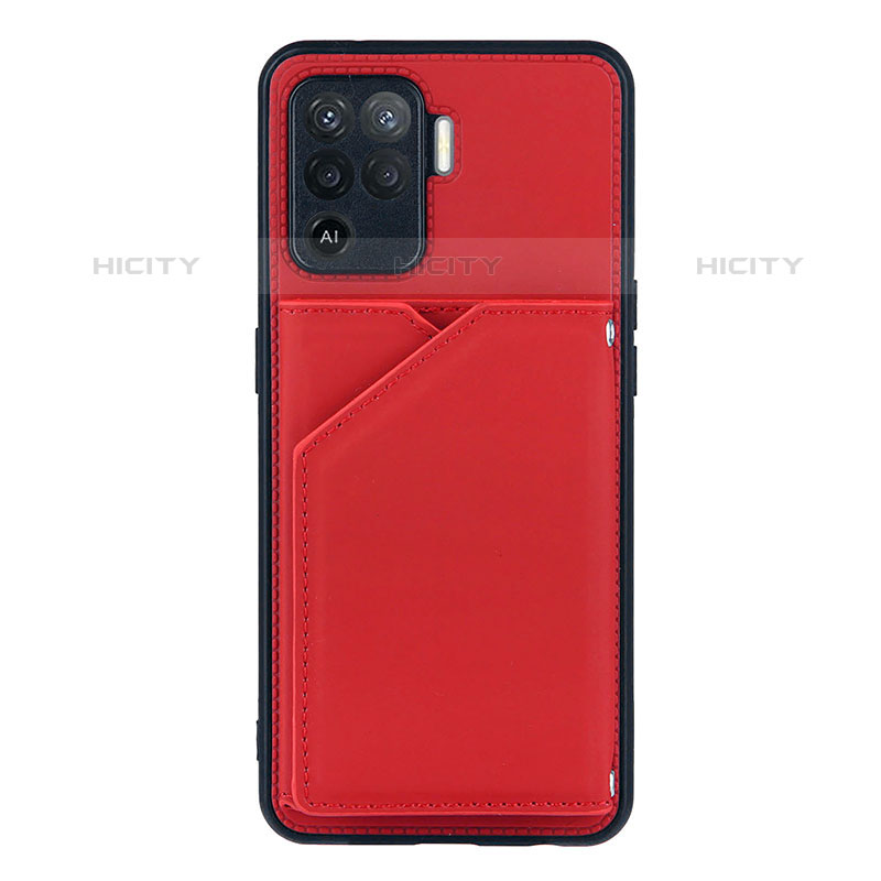 Funda Lujo Cuero Carcasa Y01B para Oppo A94 4G Rojo