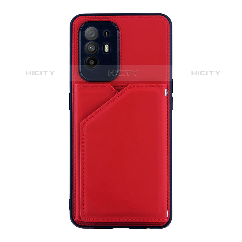 Funda Lujo Cuero Carcasa Y01B para Oppo A94 5G Rojo