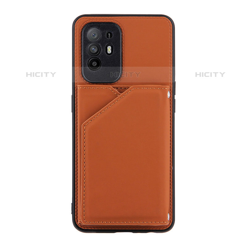 Funda Lujo Cuero Carcasa Y01B para Oppo A95 5G Marron