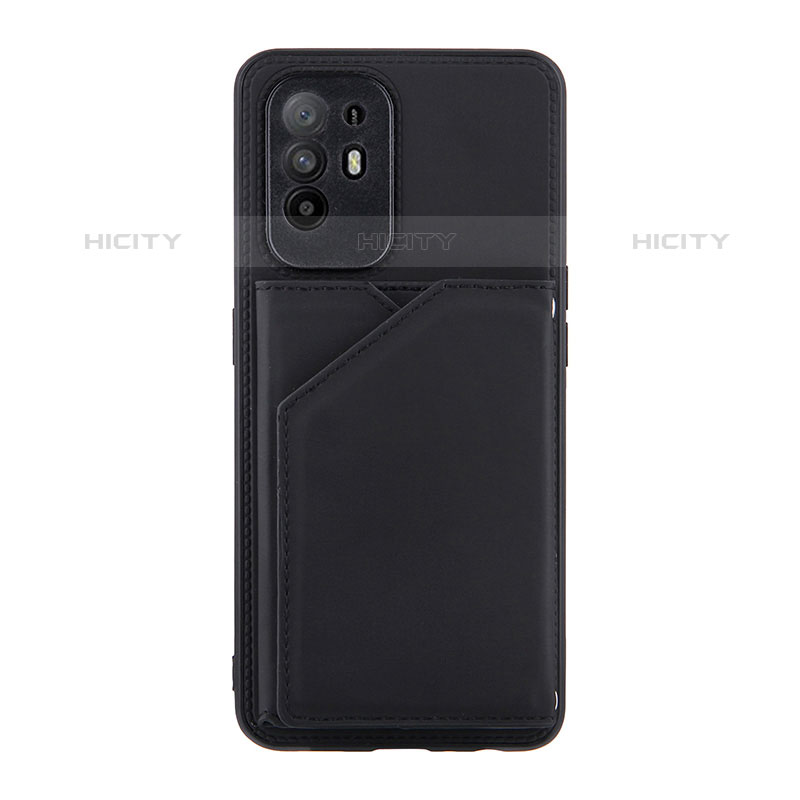 Funda Lujo Cuero Carcasa Y01B para Oppo Reno5 Z 5G Negro