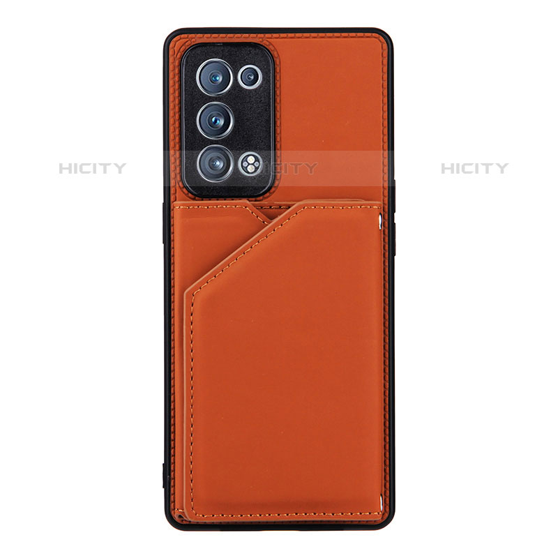 Funda Lujo Cuero Carcasa Y01B para Oppo Reno6 Pro 5G Marron