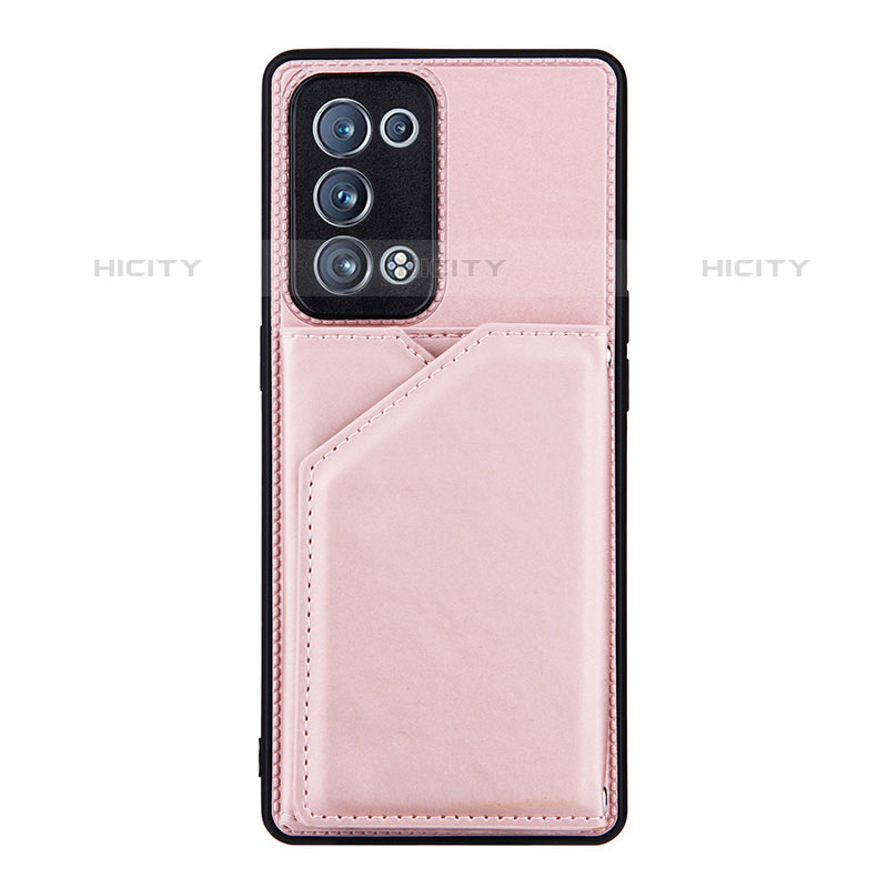 Funda Lujo Cuero Carcasa Y01B para Oppo Reno6 Pro 5G Oro Rosa