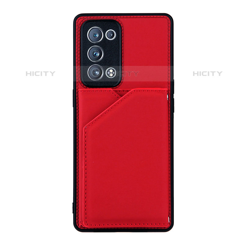 Funda Lujo Cuero Carcasa Y01B para Oppo Reno6 Pro+ Plus 5G Rojo