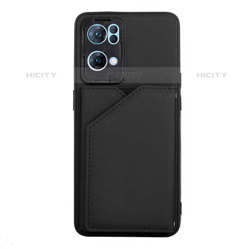 Funda Lujo Cuero Carcasa Y01B para Oppo Reno7 Pro 5G Negro