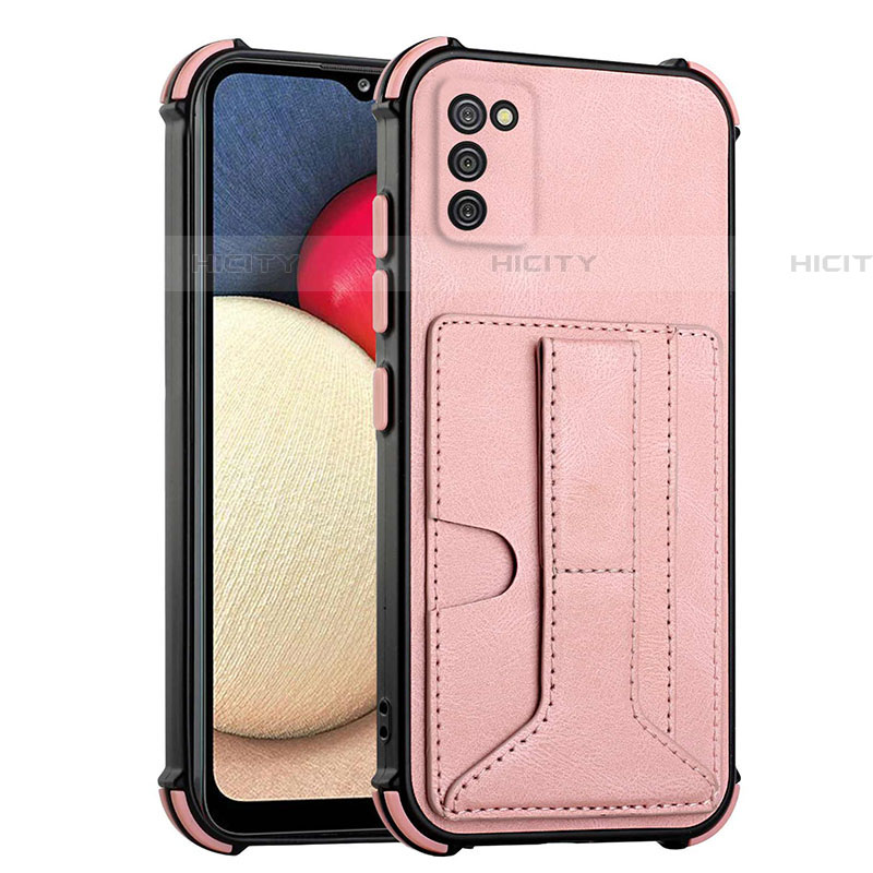 Funda Lujo Cuero Carcasa Y01B para Samsung Galaxy A03s Oro Rosa