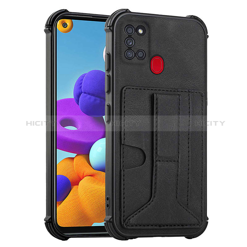 Funda Lujo Cuero Carcasa Y01B para Samsung Galaxy A21s Negro