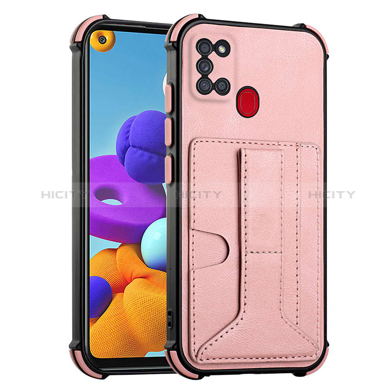 Funda Lujo Cuero Carcasa Y01B para Samsung Galaxy A21s Oro Rosa