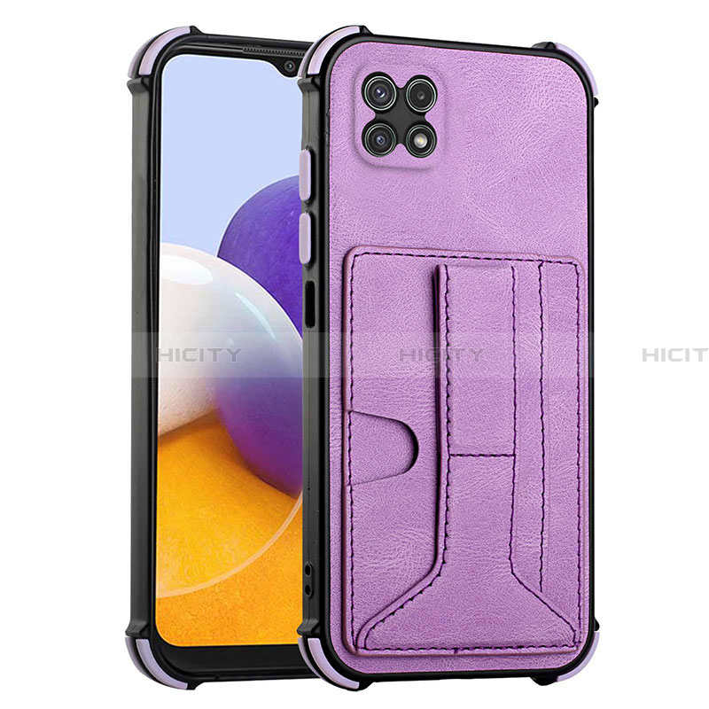 Funda Lujo Cuero Carcasa Y01B para Samsung Galaxy A22 5G Morado