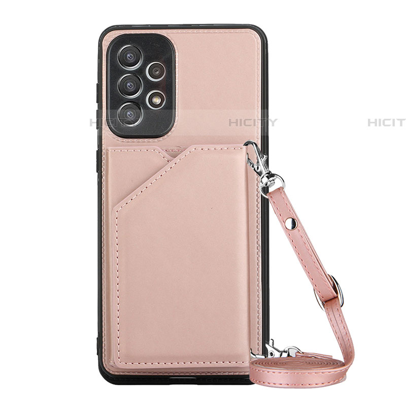 Funda Lujo Cuero Carcasa Y01B para Samsung Galaxy A73 5G Oro Rosa