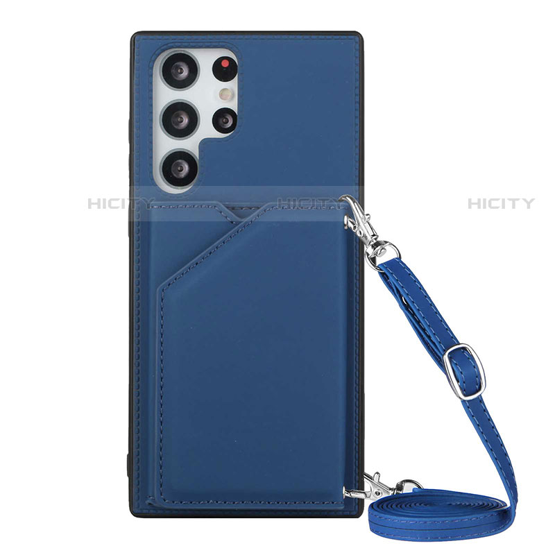 Funda Lujo Cuero Carcasa Y01B para Samsung Galaxy S21 Ultra 5G Azul