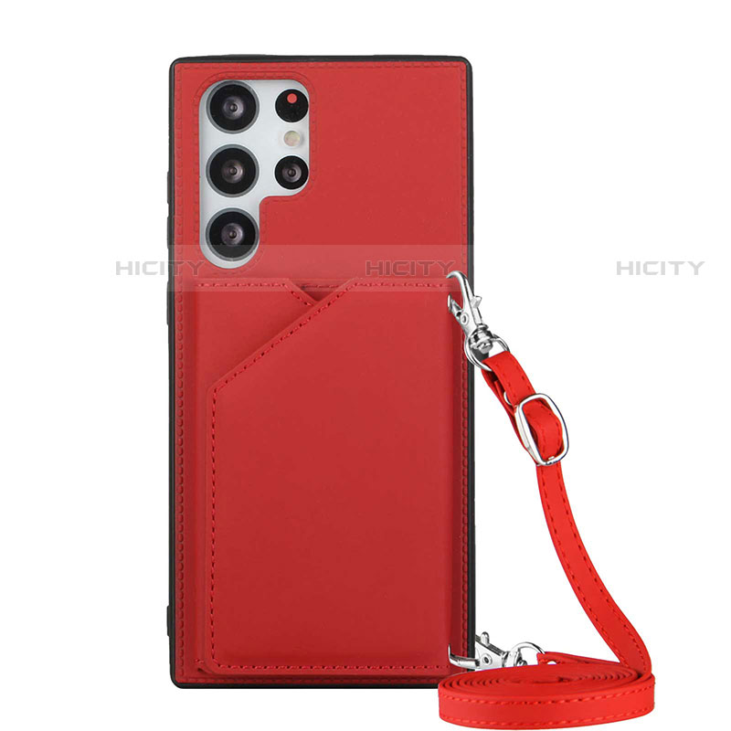 Funda Lujo Cuero Carcasa Y01B para Samsung Galaxy S21 Ultra 5G Rojo