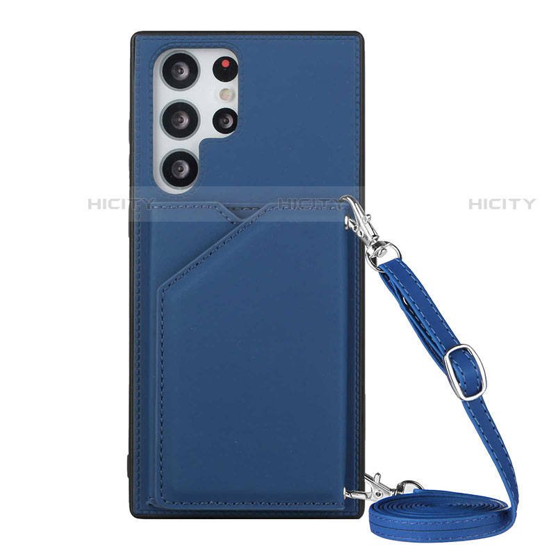 Funda Lujo Cuero Carcasa Y01B para Samsung Galaxy S22 Ultra 5G Azul