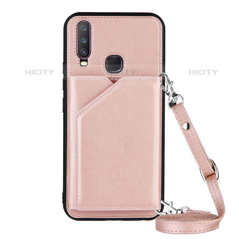 Funda Lujo Cuero Carcasa Y01B para Vivo Y17 Oro Rosa