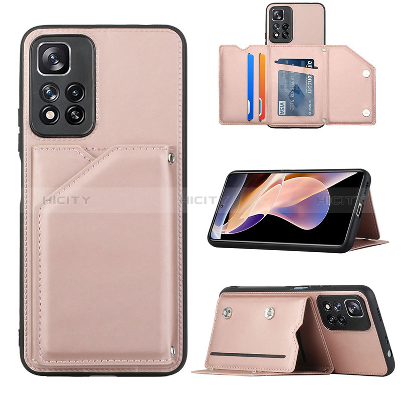 Funda Lujo Cuero Carcasa Y01B para Xiaomi Poco X4 NFC Oro Rosa