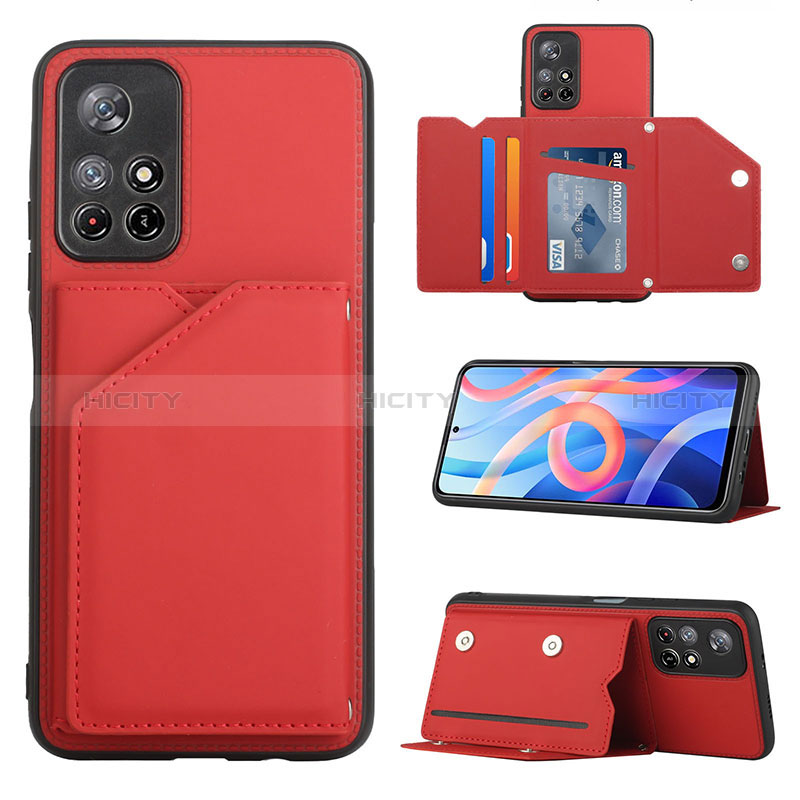 Funda Lujo Cuero Carcasa Y01B para Xiaomi Redmi Note 11T 5G Rojo