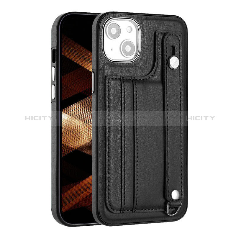 Funda Lujo Cuero Carcasa Y02B para Apple iPhone 13 Negro