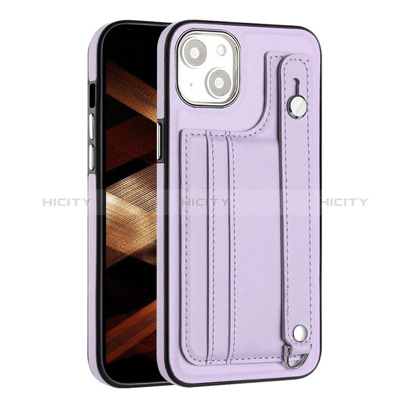 Funda Lujo Cuero Carcasa Y02B para Apple iPhone 13 Purpura Claro