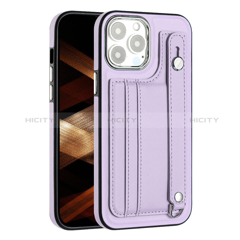 Funda Lujo Cuero Carcasa Y02B para Apple iPhone 15 Pro Max Purpura Claro