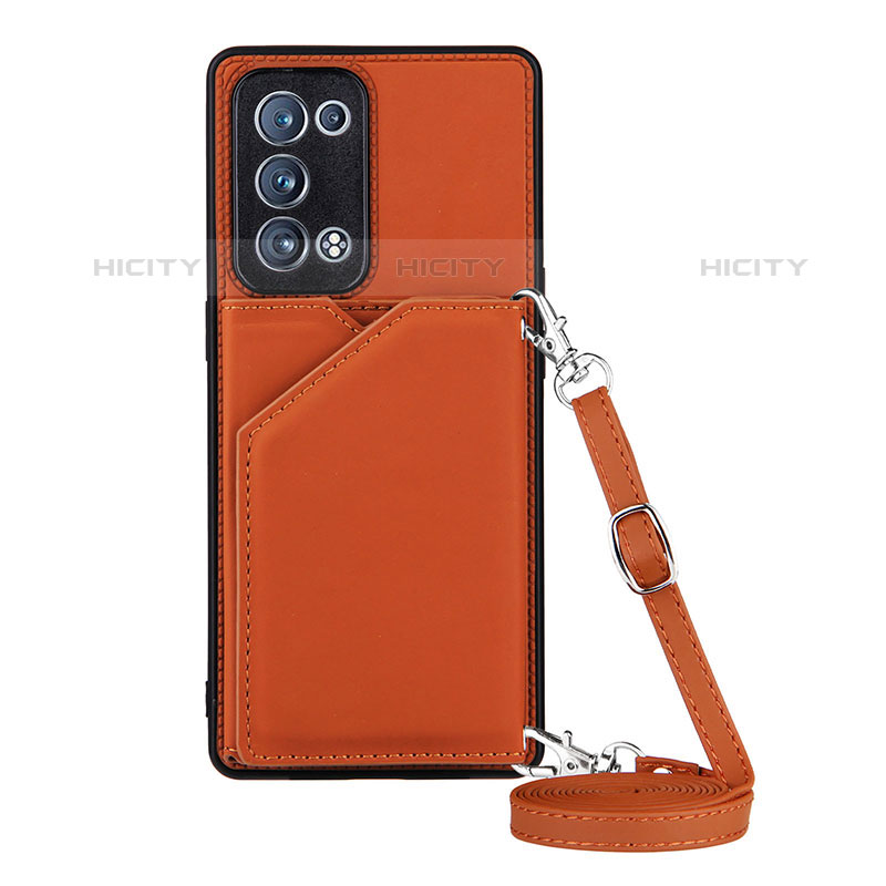 Funda Lujo Cuero Carcasa Y02B para Oppo Reno6 Pro 5G Marron