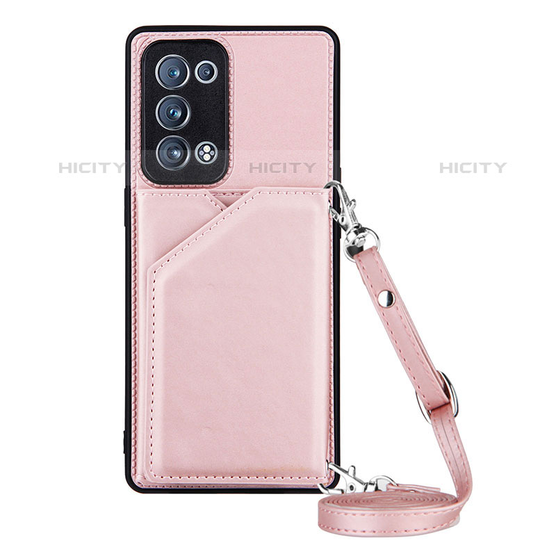 Funda Lujo Cuero Carcasa Y02B para Oppo Reno6 Pro+ Plus 5G Oro Rosa