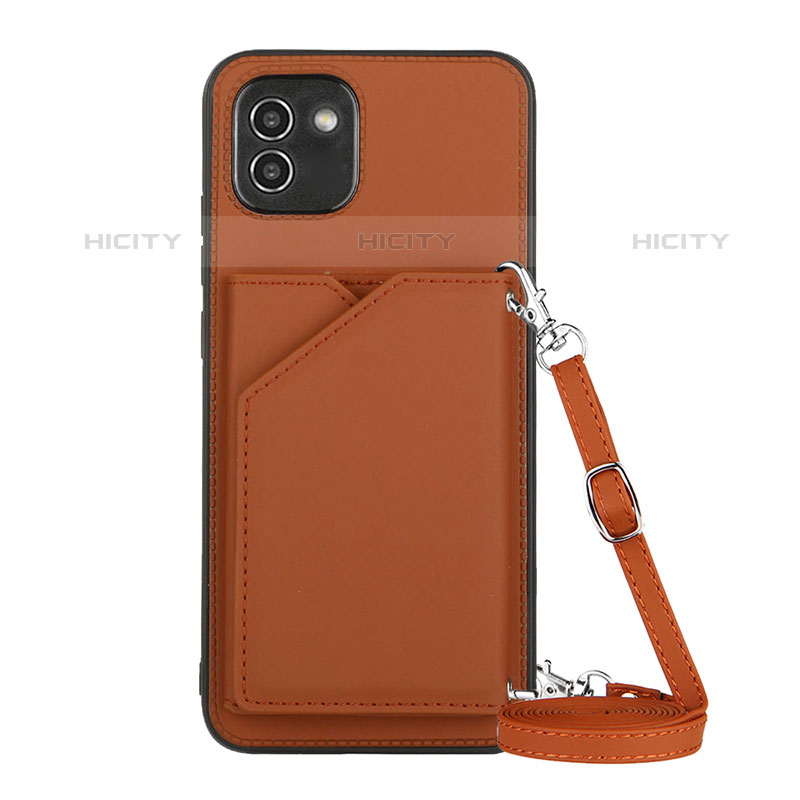 Funda Lujo Cuero Carcasa Y02B para Samsung Galaxy A03 Marron