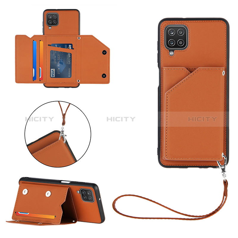 Funda Lujo Cuero Carcasa Y02B para Samsung Galaxy A12 Nacho Marron