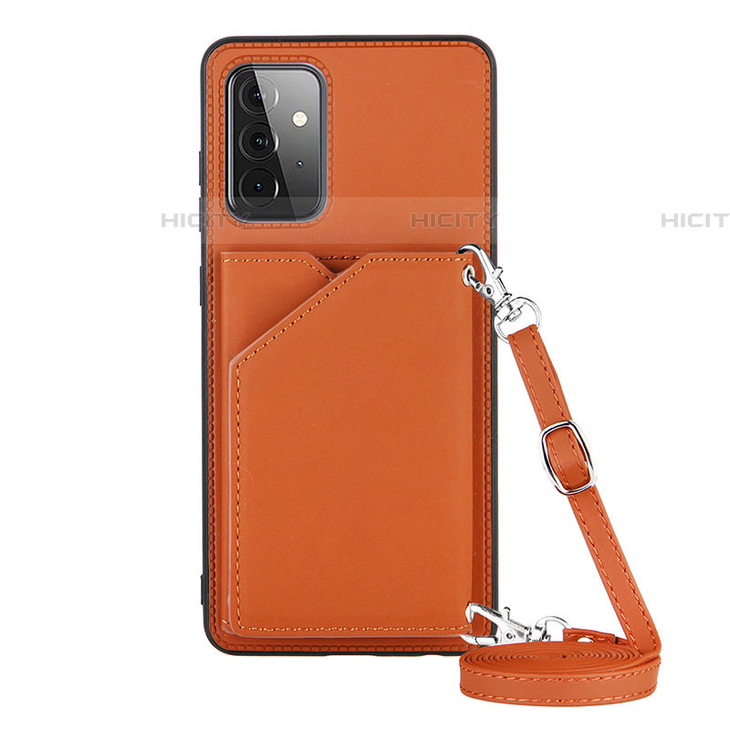 Funda Lujo Cuero Carcasa Y02B para Samsung Galaxy A72 5G Marron