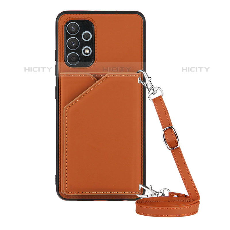 Funda Lujo Cuero Carcasa Y02B para Samsung Galaxy M32 5G Marron