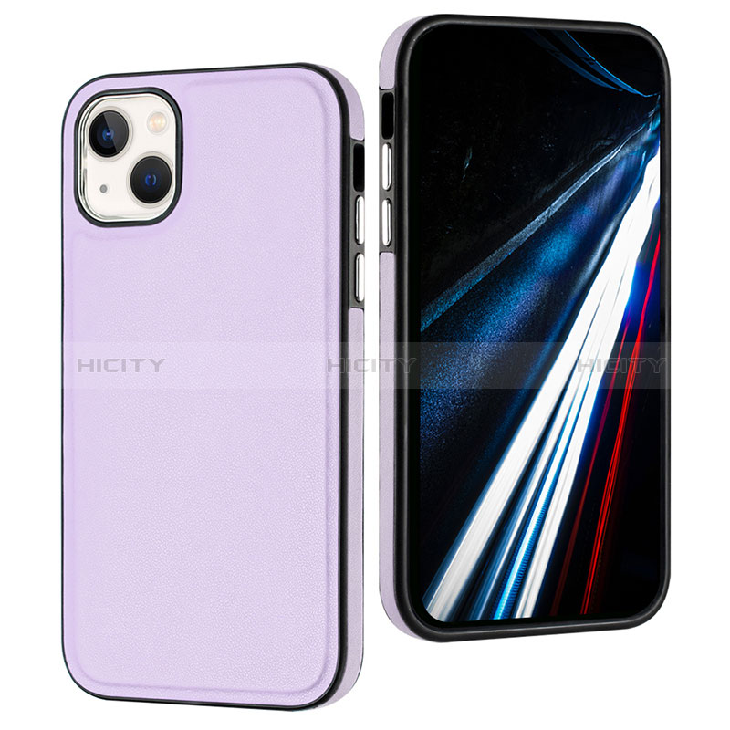 Funda Lujo Cuero Carcasa Y03B para Apple iPhone 14 Purpura Claro