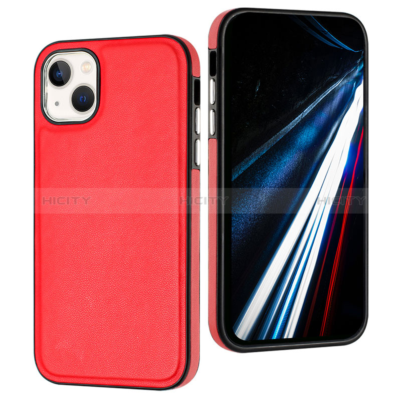 Funda Lujo Cuero Carcasa Y03B para Apple iPhone 15 Plus Rojo