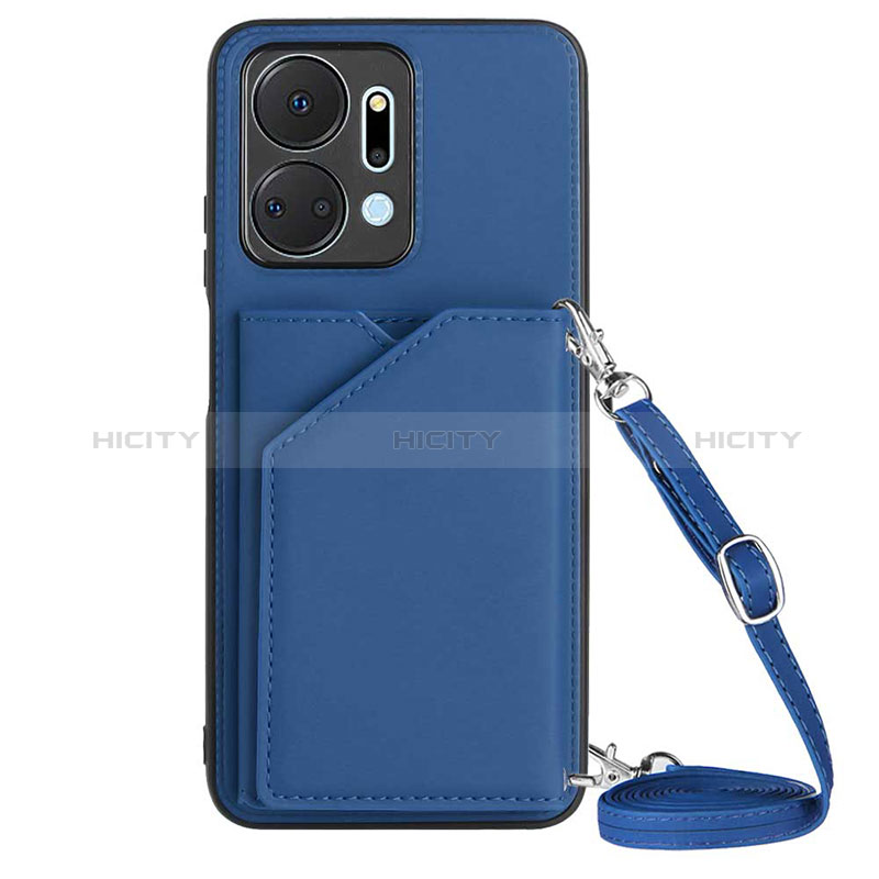 Funda Lujo Cuero Carcasa Y03B para Huawei Honor X7a Azul