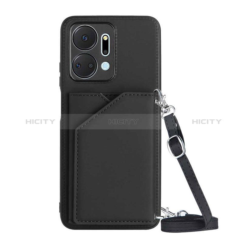 Funda Lujo Cuero Carcasa Y03B para Huawei Honor X7a Negro