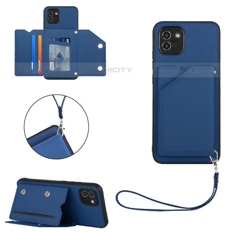 Funda Lujo Cuero Carcasa Y03B para Samsung Galaxy A03 Azul