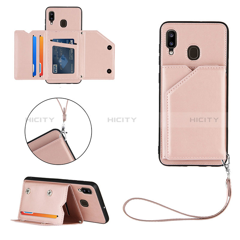 Funda Lujo Cuero Carcasa Y03B para Samsung Galaxy A20 Oro Rosa