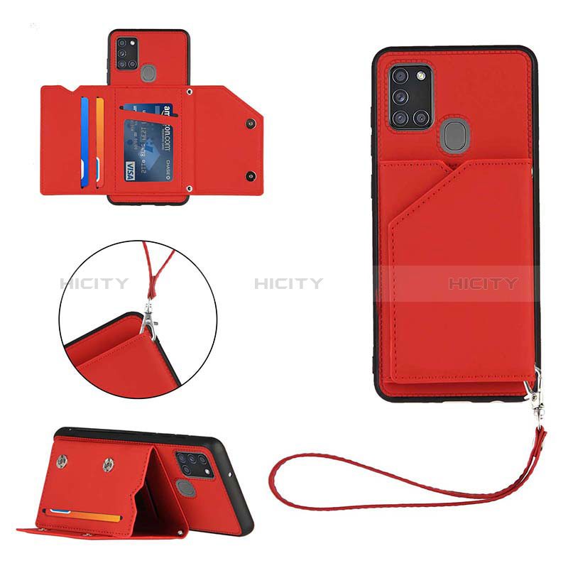 Funda Lujo Cuero Carcasa Y03B para Samsung Galaxy A21s Rojo
